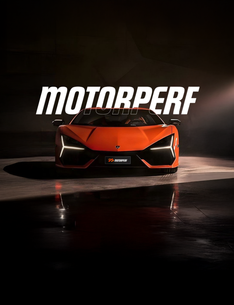Visuel Motorperf : voiture sportive orange et logo de la marque